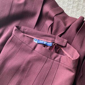 Ralph Lauren Vintage 1980s deep wine solid pleated skirt